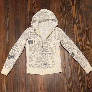 Fox Girls Beige and Gray Patterned Hoodie